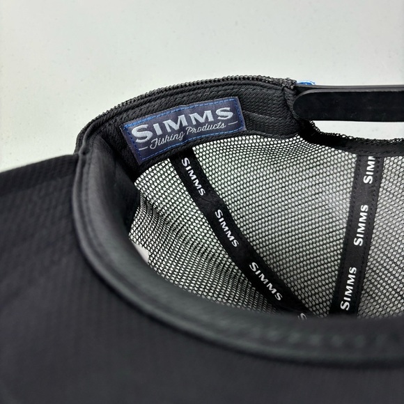 Simms Black Fishing Baseball Hat Cap Snapback Adjustable One Size Cotton Blend - Picture 2 of 8